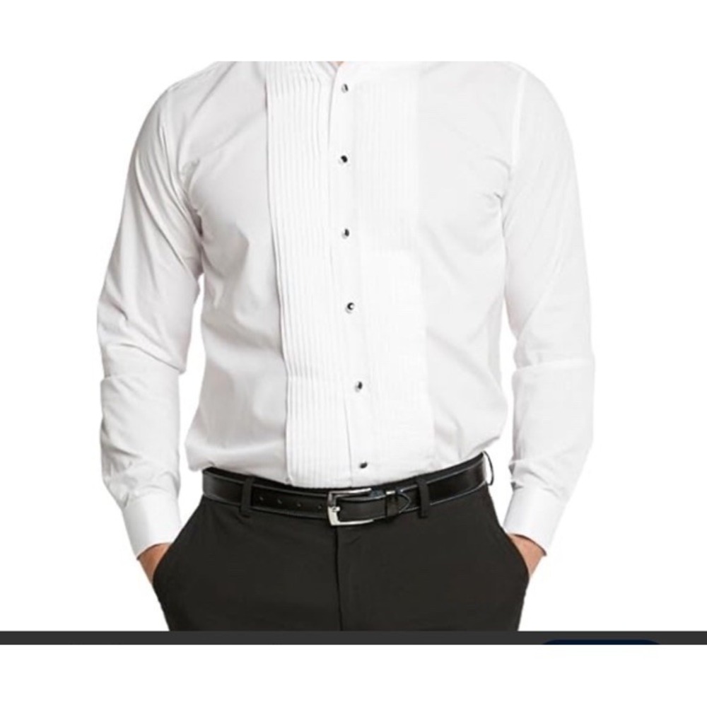 Neil Allyn 2XL Men's Tuxedo Shirt Pleated White Jeweled Buttons